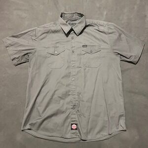 DIXXON WORKFORCE FORM FUNCTION Mens Short Sleeve Button Up Work Shirt Gray XL